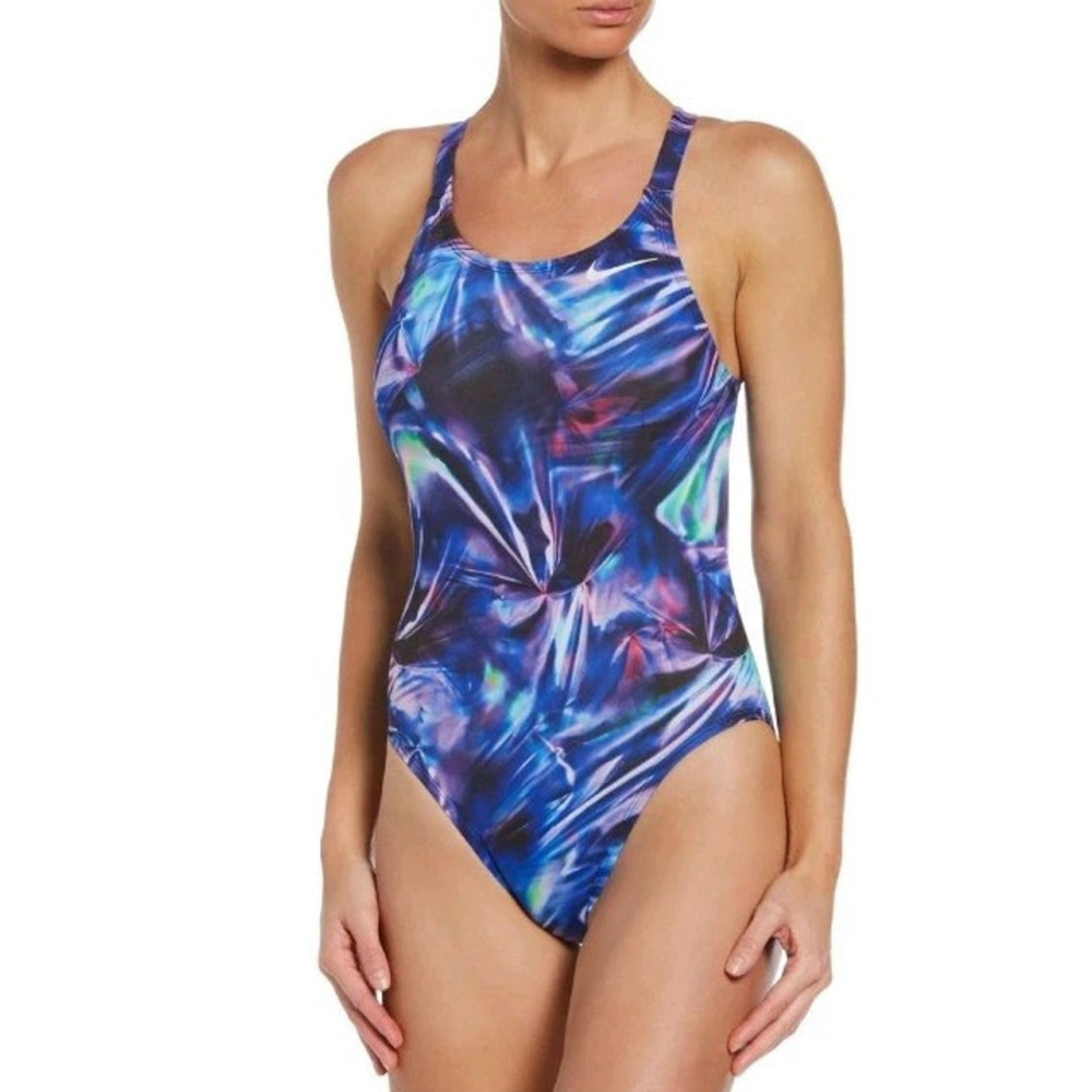 NEW Nike Women’s HydraStrongBlue Swirl One Piece Swimsuit NWT Size 10 36 M L